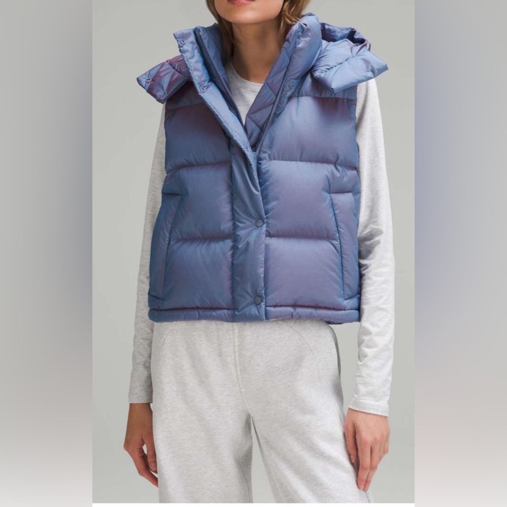 NWOT Lululemon Wunder Puff Cropped Vest Heathered Wild Indigo